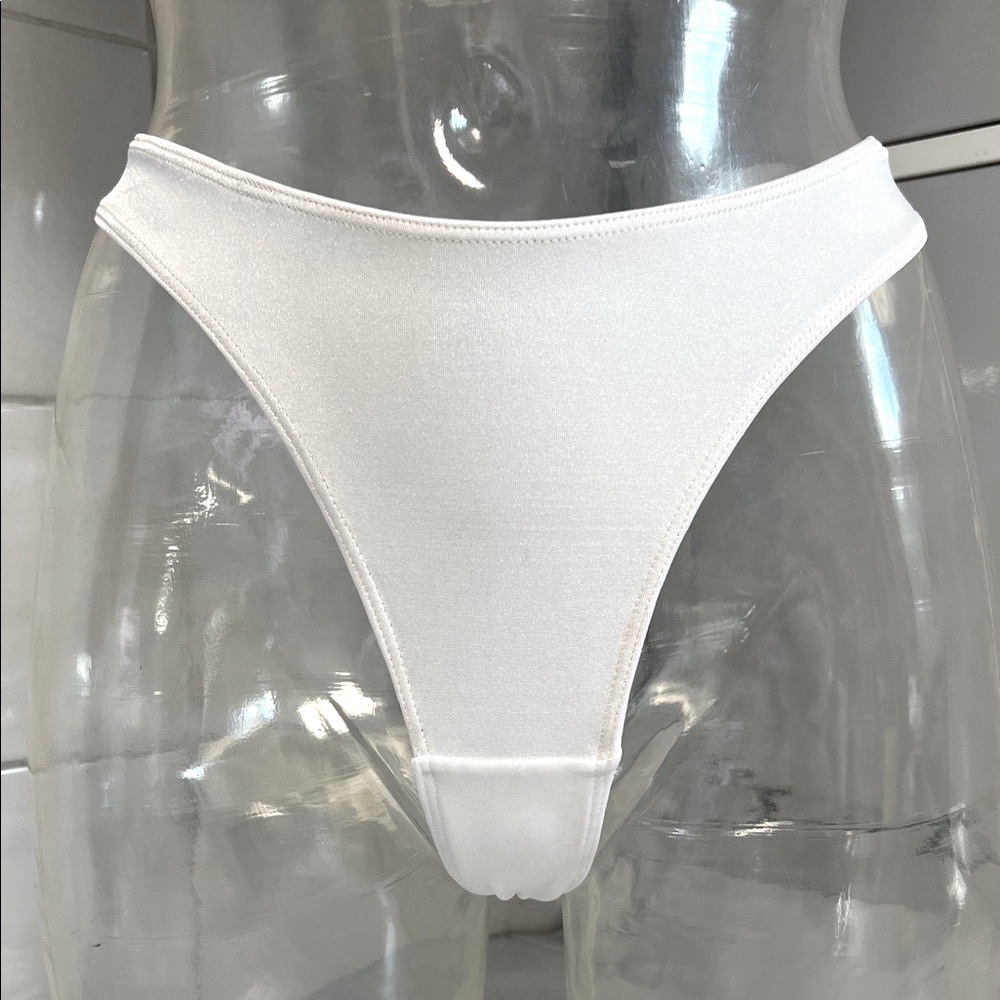 M. Stevens Spandex Dance Undies. White High Cut Thong M New